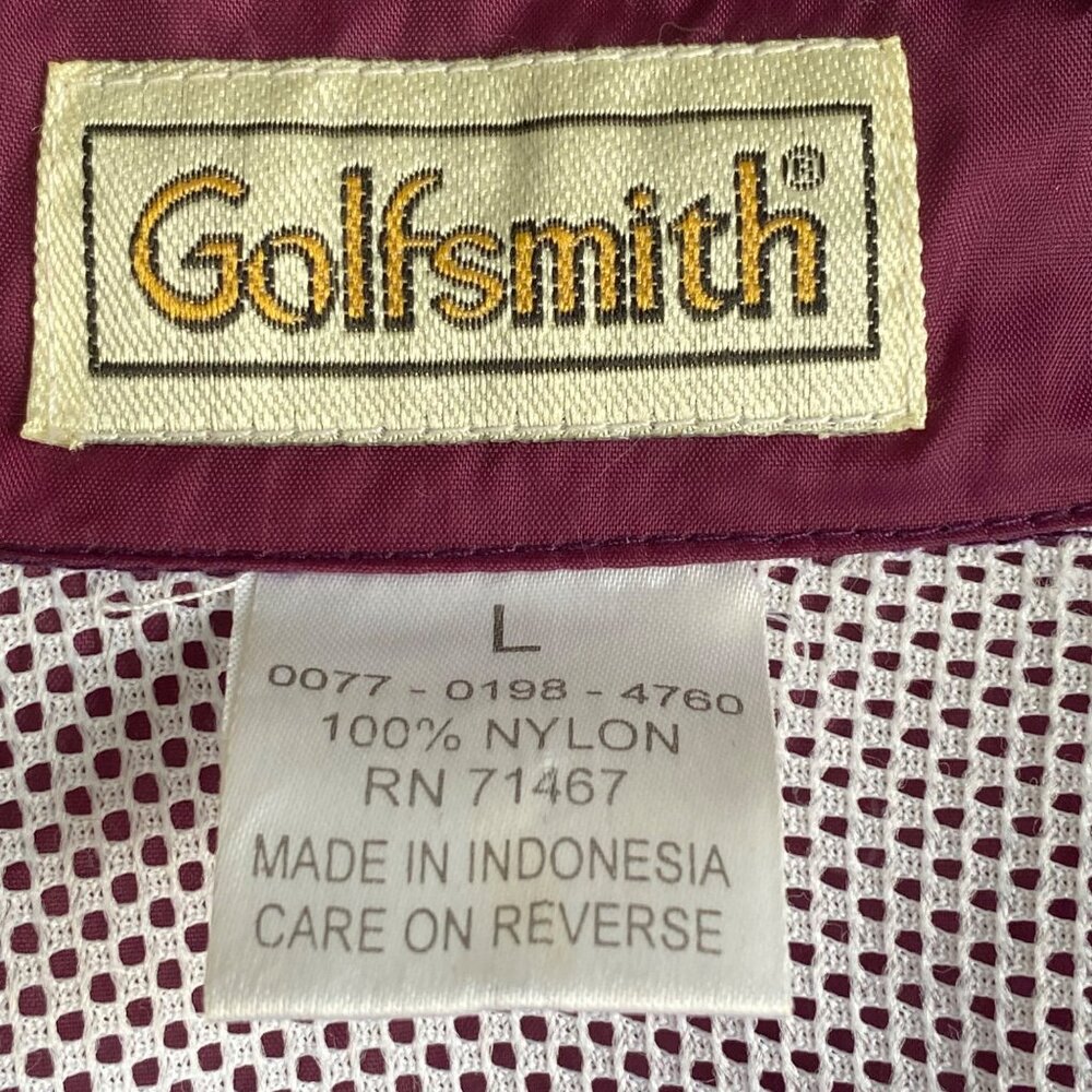 Vintage 90s Golfsmith Golf Nylon Men Windbreaker Jacket Purple Teal Green Vented - Picture 3 of 15